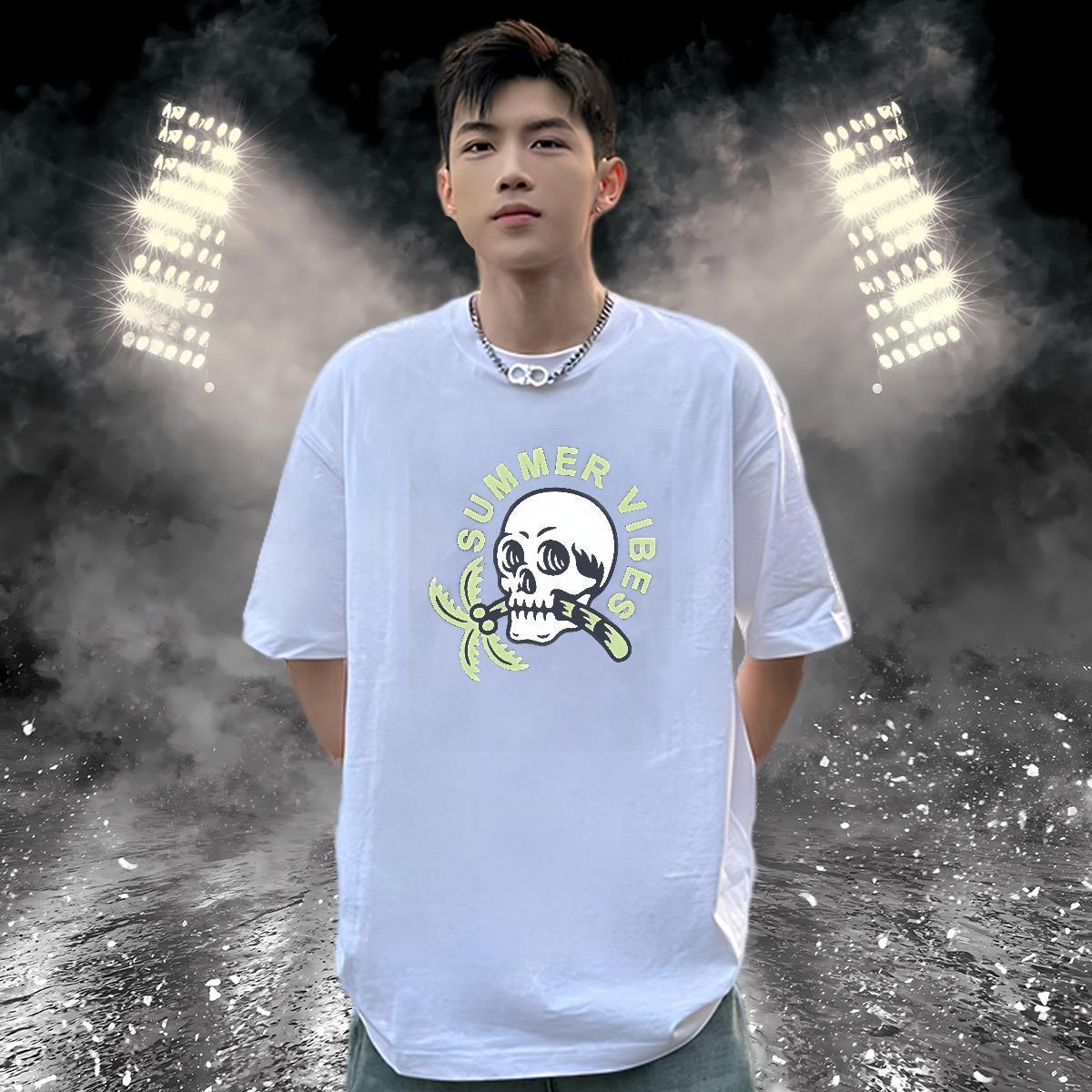 Loose Fit T Shirts Men 230g Cotton halloween Outdoor Custom Big Size Breathable Crew Neck Men Tshirts Brand Tops Tees