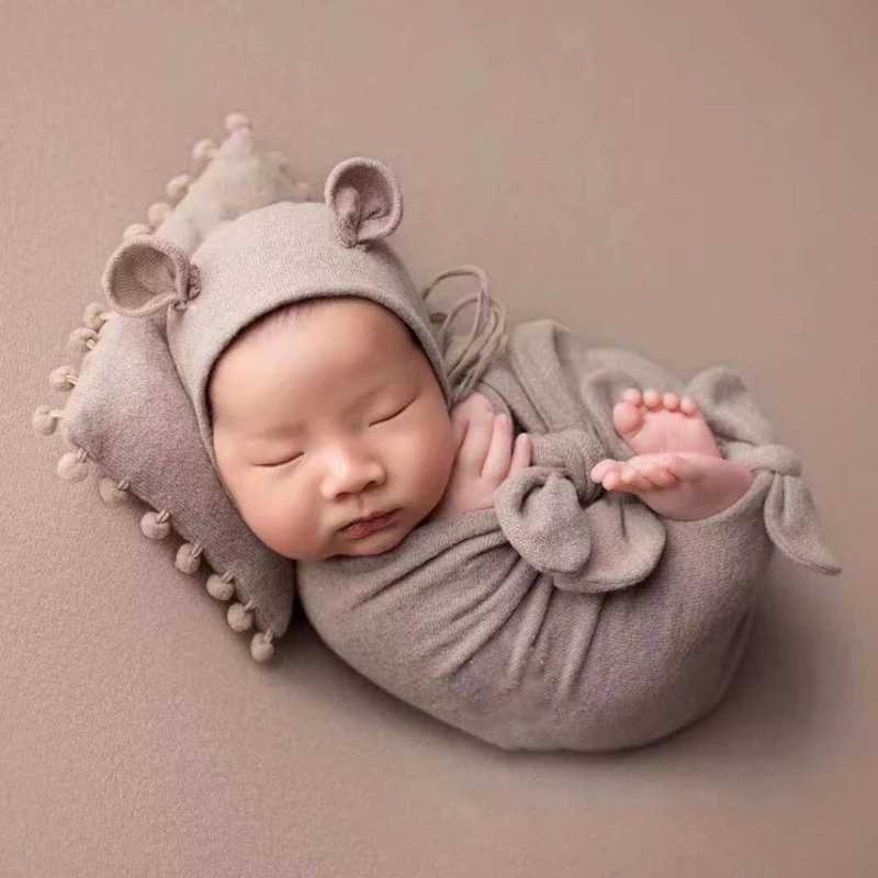 Newborn Soft Sleeping Bag Pillow Bow-knot Wraps Blanket Photography Props Hundred Days Photo Props M240824