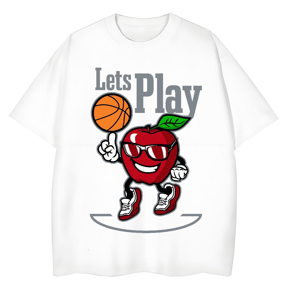 Wholesale Womens Tshirts 230g Cotton apple Spring Summer T Shirt For Woman O-Neck Short Sleeve Custom Print Oversized Clothes