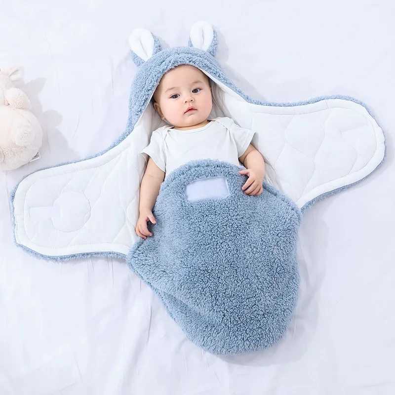 Autumn Winter Infant Toddler Thicken Cashmere Receiving Blankets 0-6M Newborn Sleeping Bag Swaddling Kids Accessories M240824