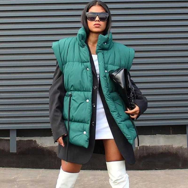 Women's Down Parkas Drawstring Waist Long Puffer Jackets Vest Women Slveless Warm Thick Bubble Coats Puff Parkas Down Drawstring Vests Outcoats Y