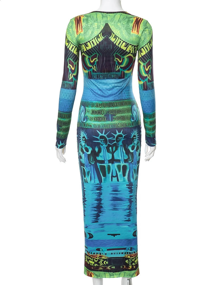 Women long dress Bodycon clothes Long Sleeves slim sexy Vestidos casual outfit 240823