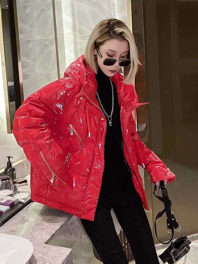 Women's Down Parkas Puffer Stand Collar Feather Coat 90% White Duck Parkas Ultra Light Down Jacket Women Winter Solid Color Outerwear Y240824P28P