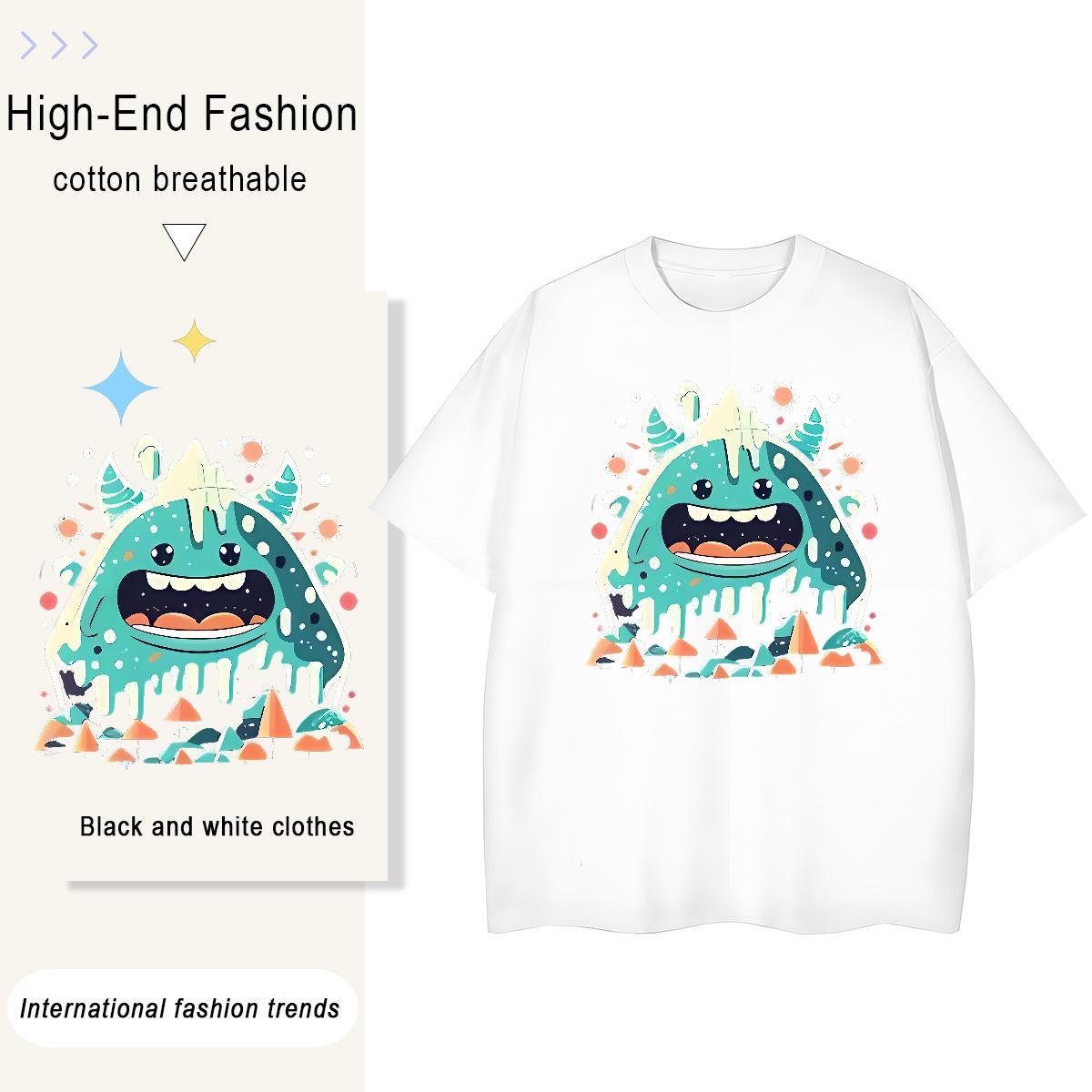 Unisex Unisex Tshirts 230g Cotton cute Street Wear T-Shirts for Women O-Neck Short Sleeve DIY Anime Clothings