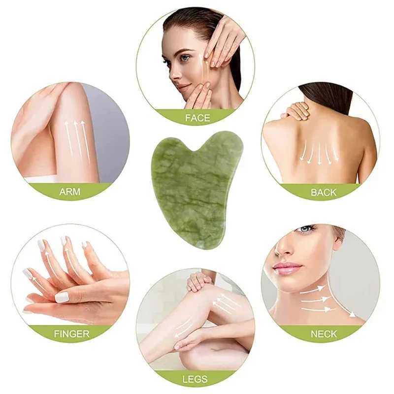 Massage Tool Facial Beauty Device Body Massage Device Facial Roller Exquisite Skincare Scraping Sheet Combination Set Green CL240824