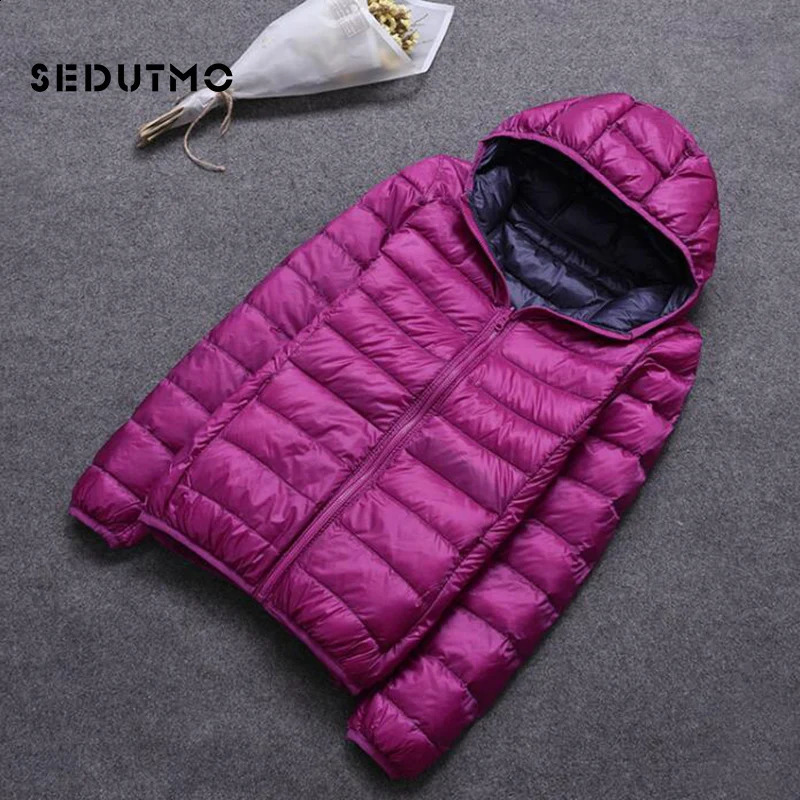 SEDUTMO Winter Duck Down Jacket Womens Hooded Double sided Ultra Light Spring Inflatable ED616 240823