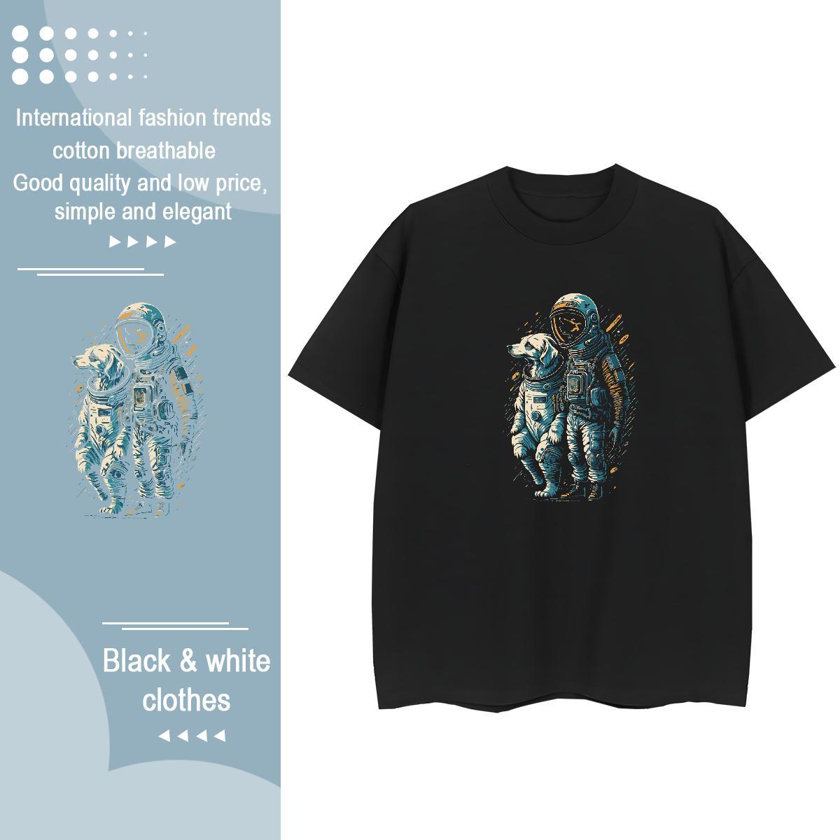 Designer Unisex Tshirts 230g Pure Cotton cosmonaut Casual Women T Shirts O Neck Short Sleeves Anime Oversized Clothings