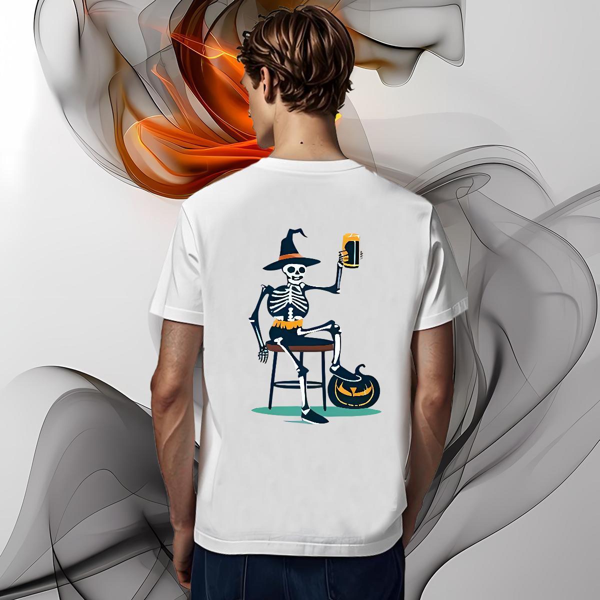Loose Fit T Shirts Men 230g Cotton halloween Sport Skull Pure Cotton Men Tees Fashion Tops Tees