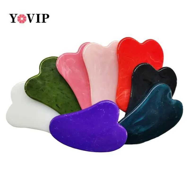 Simulated Jade Gua Sha Scraper Board Stone Face Neck Skin Lifting Wrinkle Remover Beauty Care Plastic Massage Rose Quartz Jade CL240825
