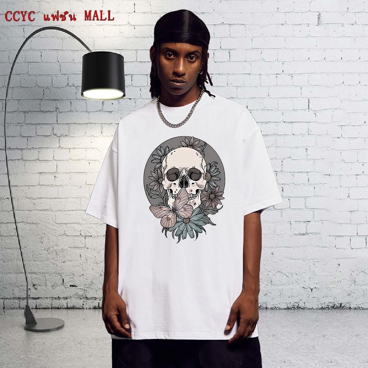 Brand T-Shirts for Men 230g Cotton skull Casual Custom Print Oversized Round Neck Short Sleeve Men Clothes T-Shirt Wholesale Tops Tees