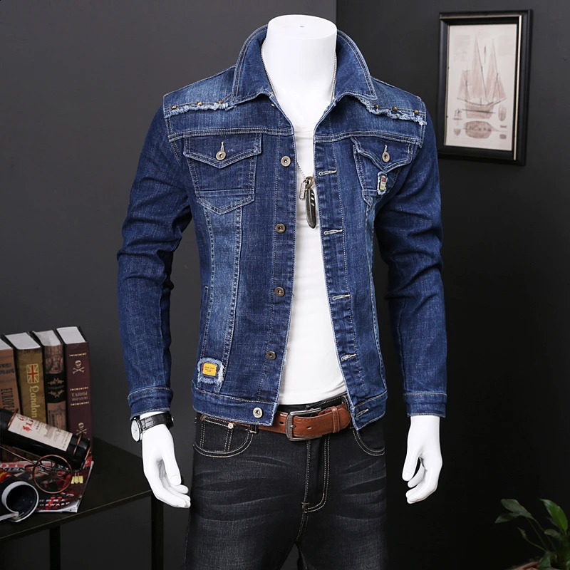 Mens denim jacket highquality for students solid fashion autumn and spring arrivals embroidered mens clothing 240824
