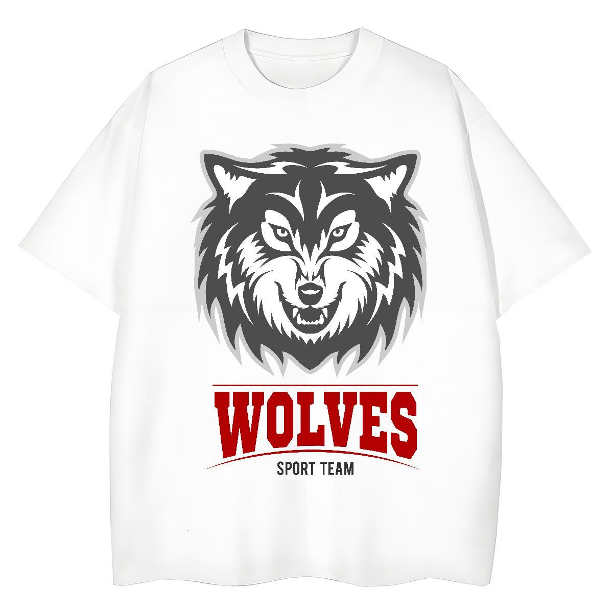 Classic Casual Tshirts wolf Street 230g Pure Cotton Tops Tees Crew Neck Breathable Cool Men T Shirts Customized Print