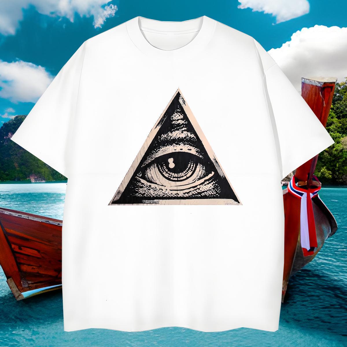 Loose T shirt 230g Cotton eye of the devil Hip Hop DIY Anime Breathable Crew Neck Men Clothes T-Shirt Stylist Tops Tees