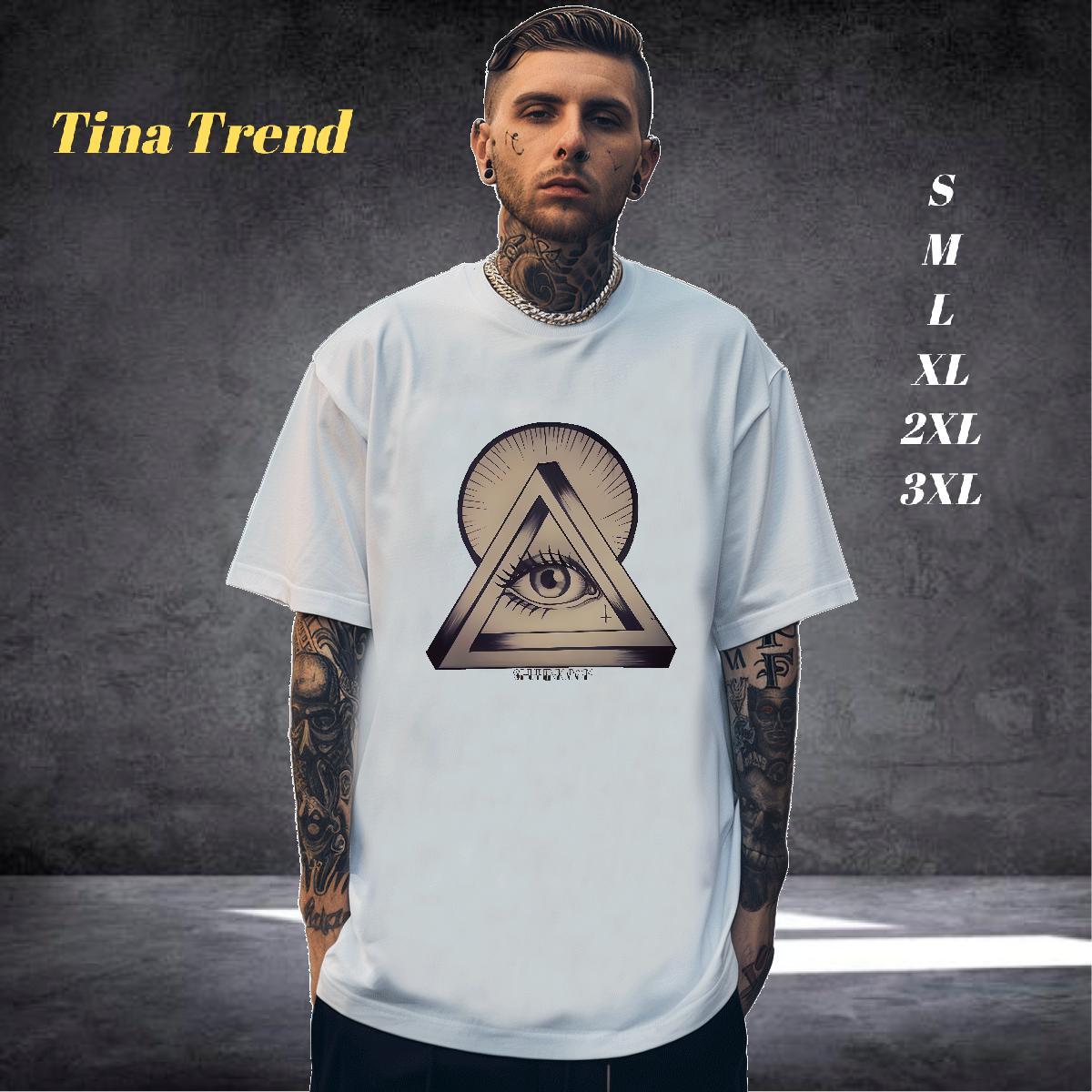Free Shipping Men T Shirts 230g 100% Cotton eye of the devil Hip Hop Street Oversized 4XL Crew Neck Breathable Men Tees Fashion Designer Polos