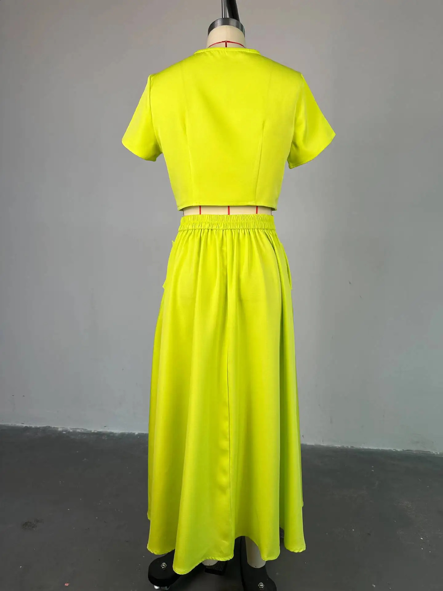CM.YAYA Women Set Street Short Sleeve O-Neck Button Tops midi Skirts Suits Two 2 Piece Sets Summer OL Fitness Tracksuits 240823