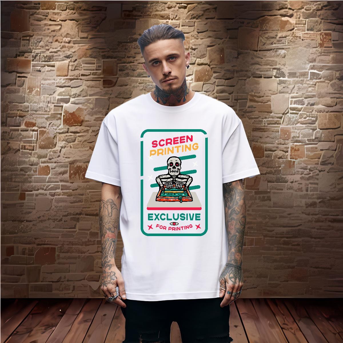 Cool T-Shirts 230g 100% Cotton skull Anime Printing Street Asian Size Breathable Men Clothes T-Shirt New Tee Shirt