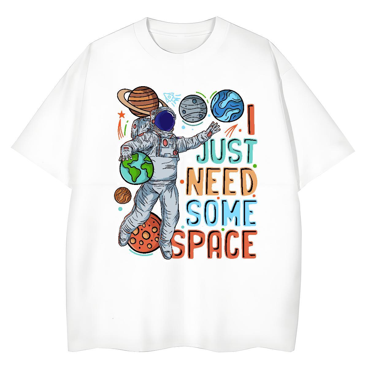 Brand Womens Tshirts 230g Pure Cotton cosmonaut Beach T shirt Breathable Crew Neck Floral Print Wear