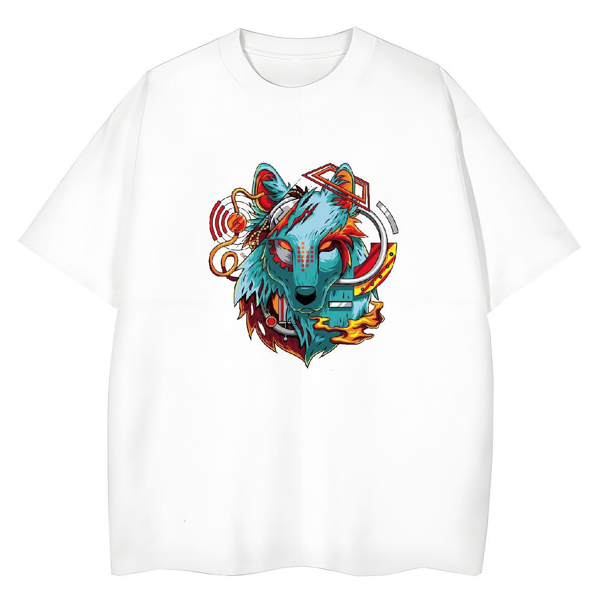 Customized Men Tshirts wolf Home Outdoor 230g Pure Cotton Clothes Breathable Short Sleeve TOP Quality T Shirt For Man DIY Anime