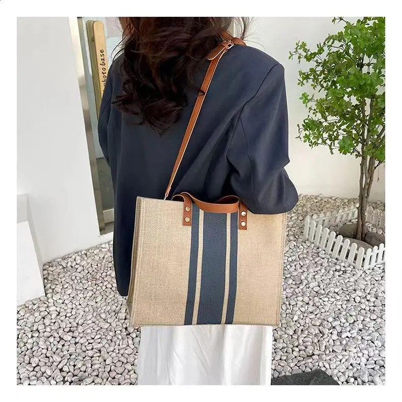 Womens handbags briefcases professional commuting bags shoulder straps shoulder bags large capacity linen cross body bags 240824