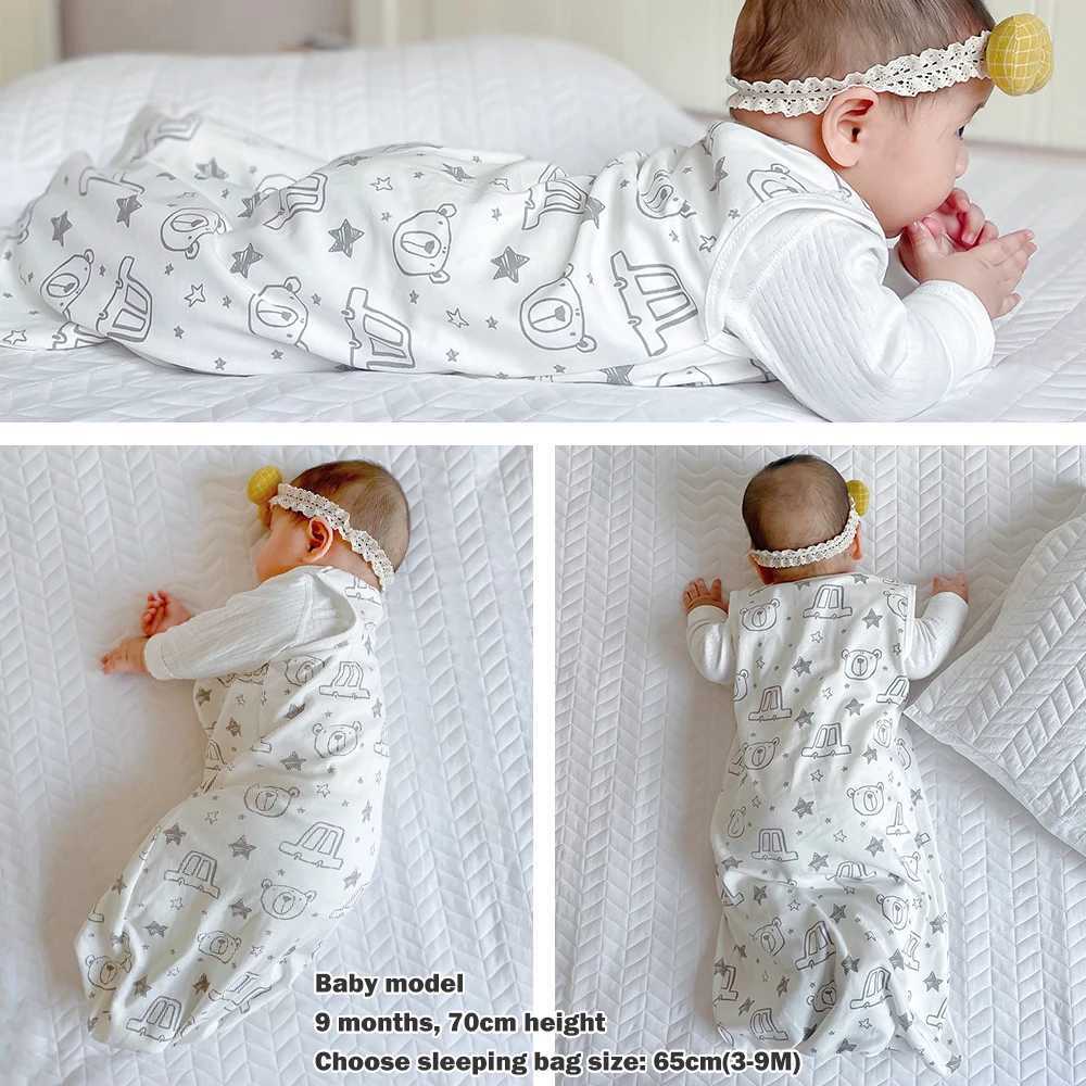 Sleeping Bags For Baby 3-18Months Summer Thin Baby One-Piece Sleepwear Cute Bear Print Cartoon Sleepsack Anti-Kick Blanket M240824