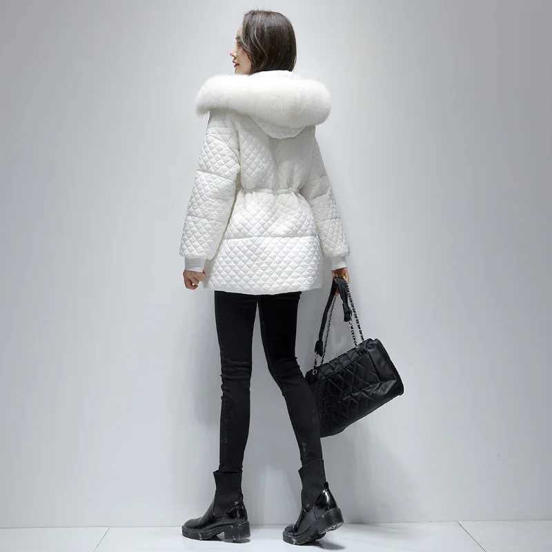 Women's Down Parkas Winter 2023 Women 90% White Duck Down Jacket Real Natural Fur Hooded Warm Thick Puffer Feather Coat Snow Outwear Y2408249BUL