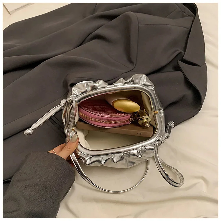 Gold Silver Fashion Cloud Hobos Bags Summer Trendy Simple Shoulder Bag Crossbody For Women Daily Shopping Handbag Purse 240823