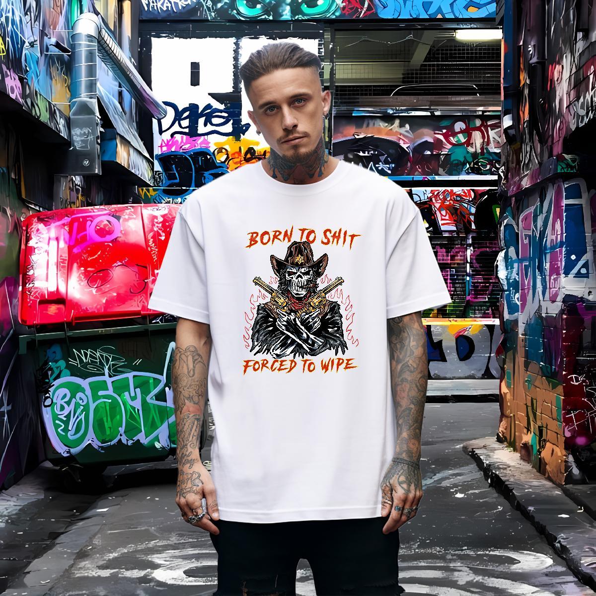 Cool Design Mens T Shirts 230g 100% Cotton skull Casual Beach Black Oversized Pure Cotton Men Tshirts 2024 Tops Shirt