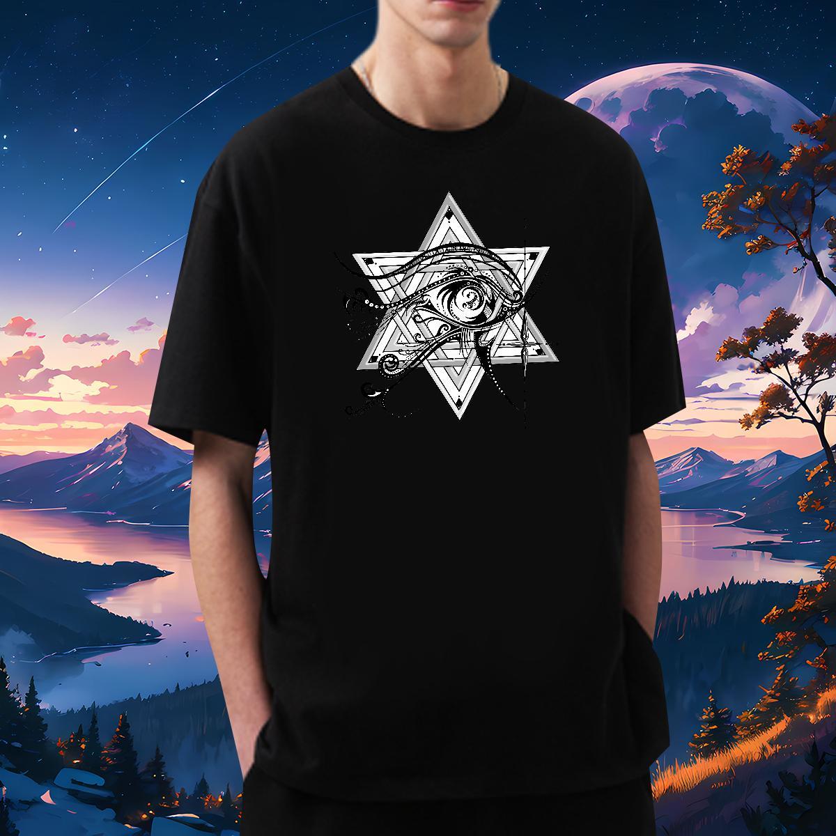 Cool T Shirts Men 230g Pure Cotton eye of the devil Spring Summer DIY Printed O-Neck Short Sleeve Tshirts Fashion Designer Clothings