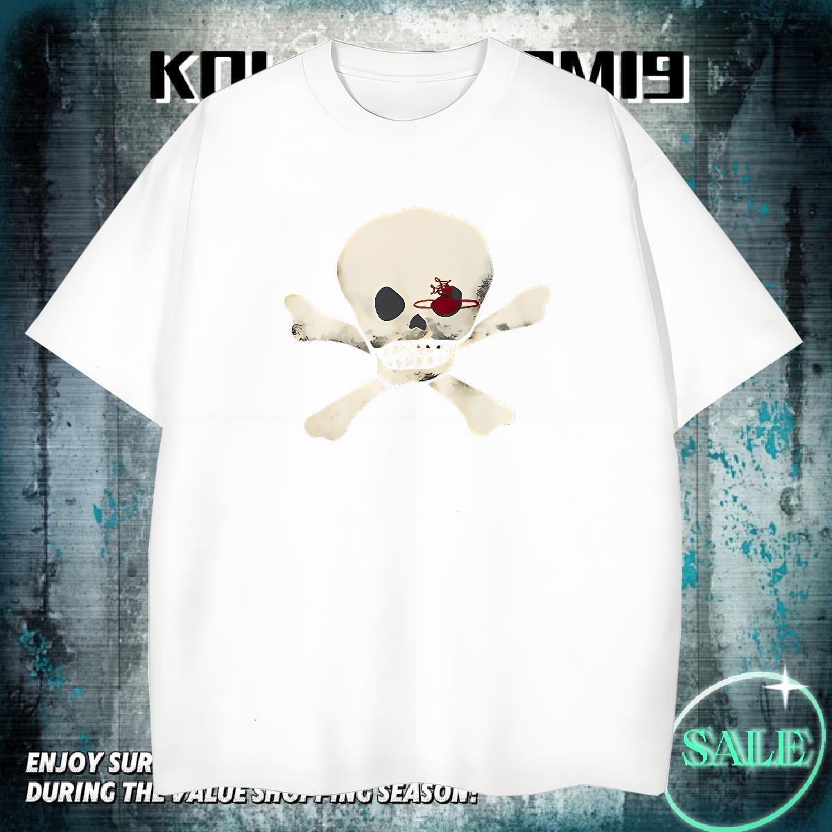 Soft T-Shirts for Men 230g Pure Cotton skull Beach Anime O Neck Short Sleeves Couples T Shirts Free Shipping Clothings