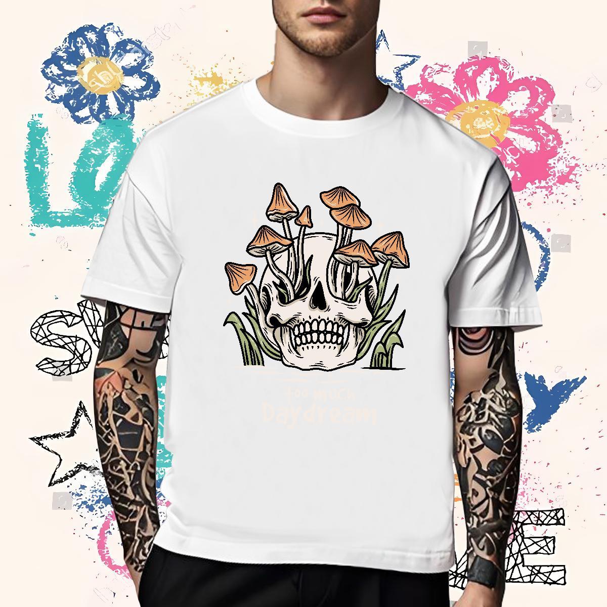 Cool T-Shirts for Men 230g Cotton skull Spring Summer Oversized 4XL Pure Cotton Couples T Shirts Designer Fashion Tops