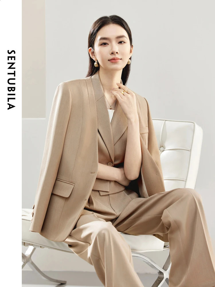 SENTUBILA 3Piece Waist Pants and Jacket Set for Womens Office Business Formal Clothing SpringSummer Color Matching 141Z53194 240823
