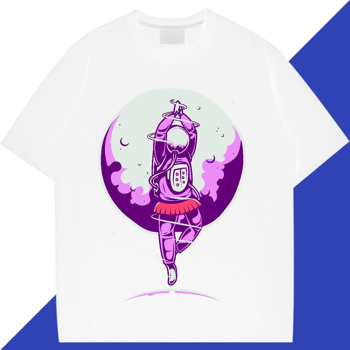 Female Unisex Tshirts 230g 100% Cotton universe Casual Daily Wear T-Shirts Breathable Black White Tee Shirt