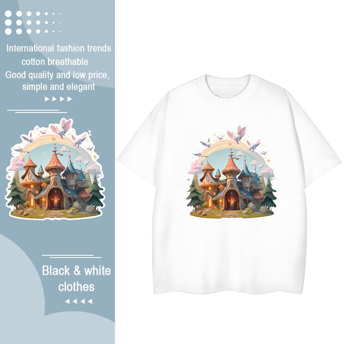 5A Women Tshirts 100% Cotton 230g Painting Street Casual T-Shirts for Women Short sleeve Soft DIY Printed Polos