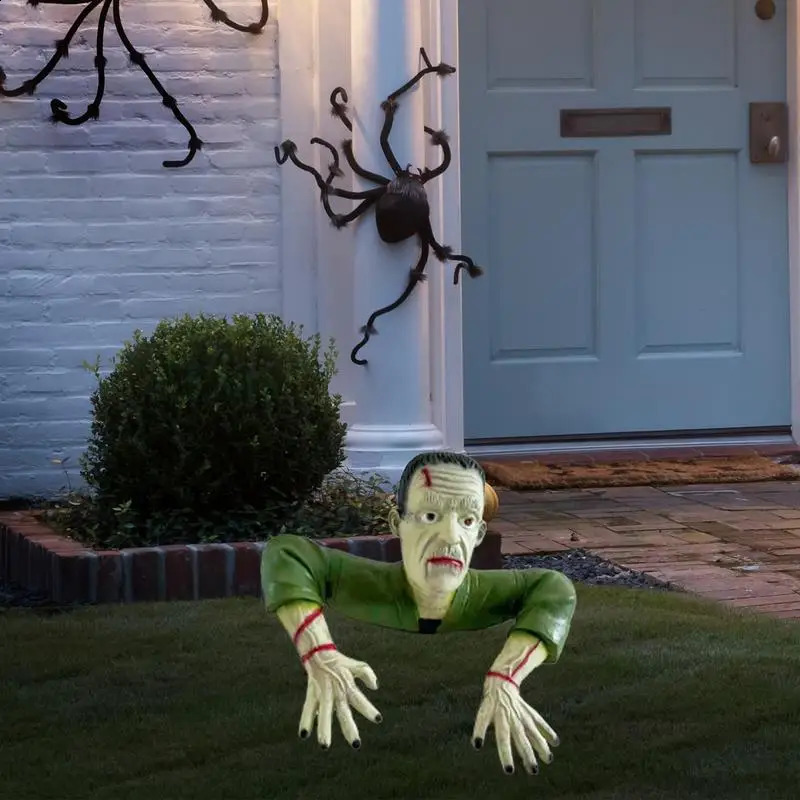 Move Figure Decoration Halloween Zombie Decoration Horrible Halloween Grave Walker Vivid Latex Zombie Statue For Home 240823
