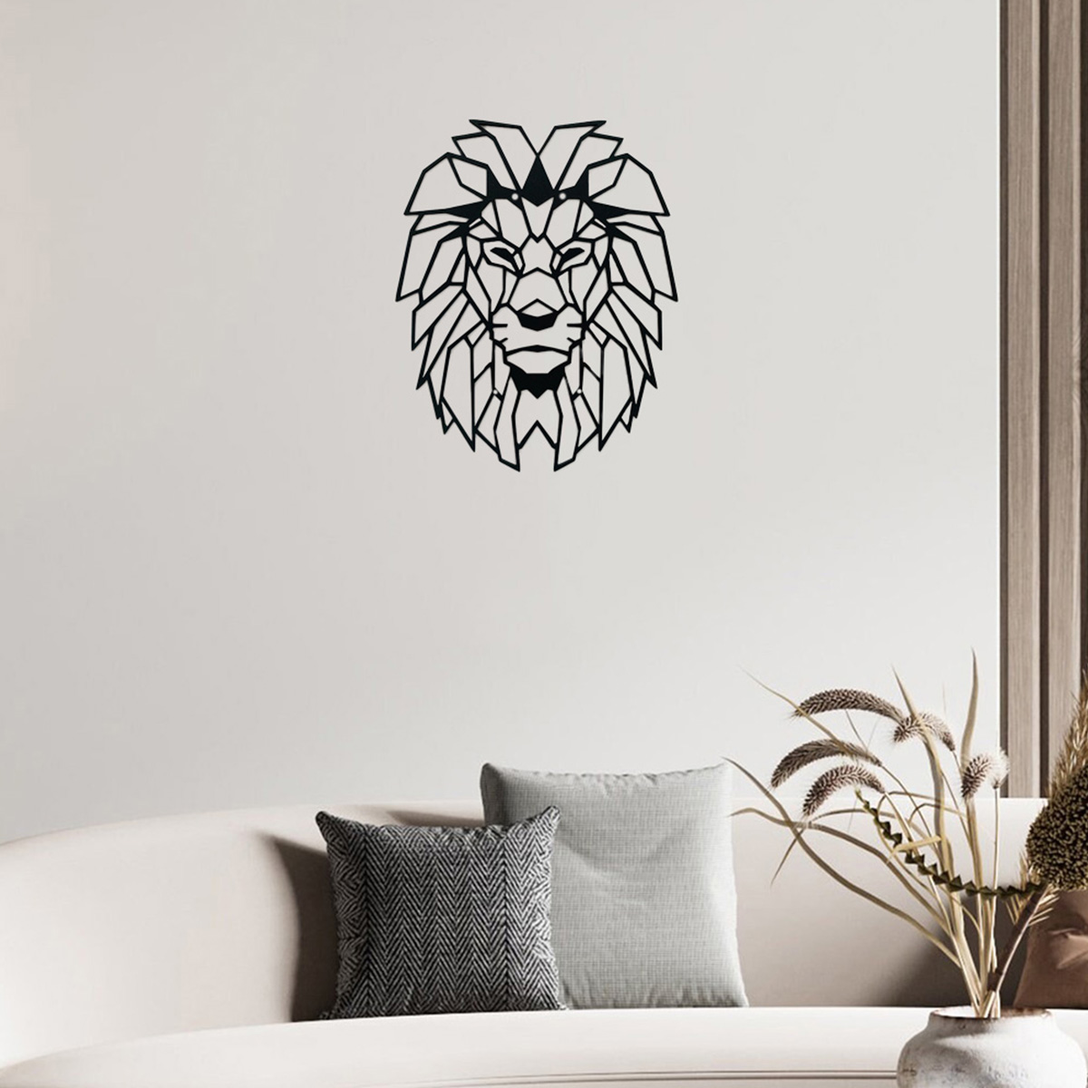 Home Decor Wall Art Modern Wall Sculpture Lion Metal Wall Decor Geometric Lion Head Animal Decoration
