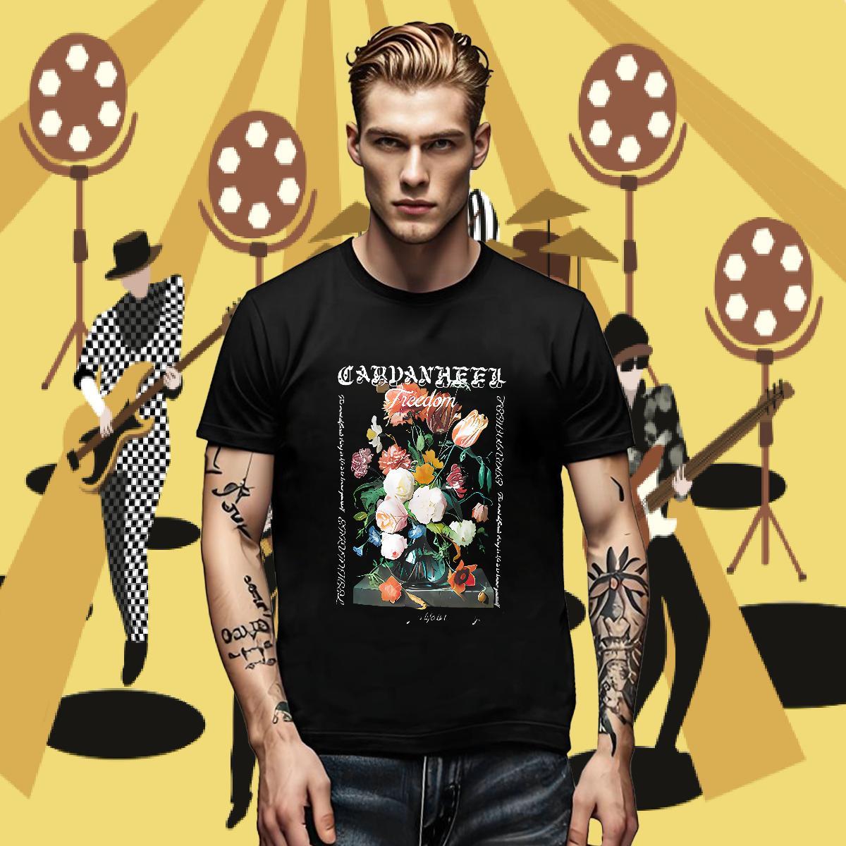 Fashion Design Tshirt for Man Woman flower Casual 230g Pure Cotton Polos Breathable Popular T Shirts Men Plus Size Cartoon