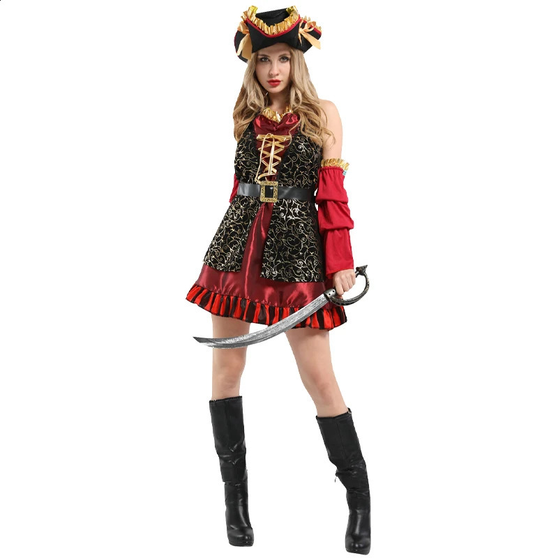 Halloween themed womens fancy dresses roleplaying costumes for parents and children Caribbean pirate captains w240824