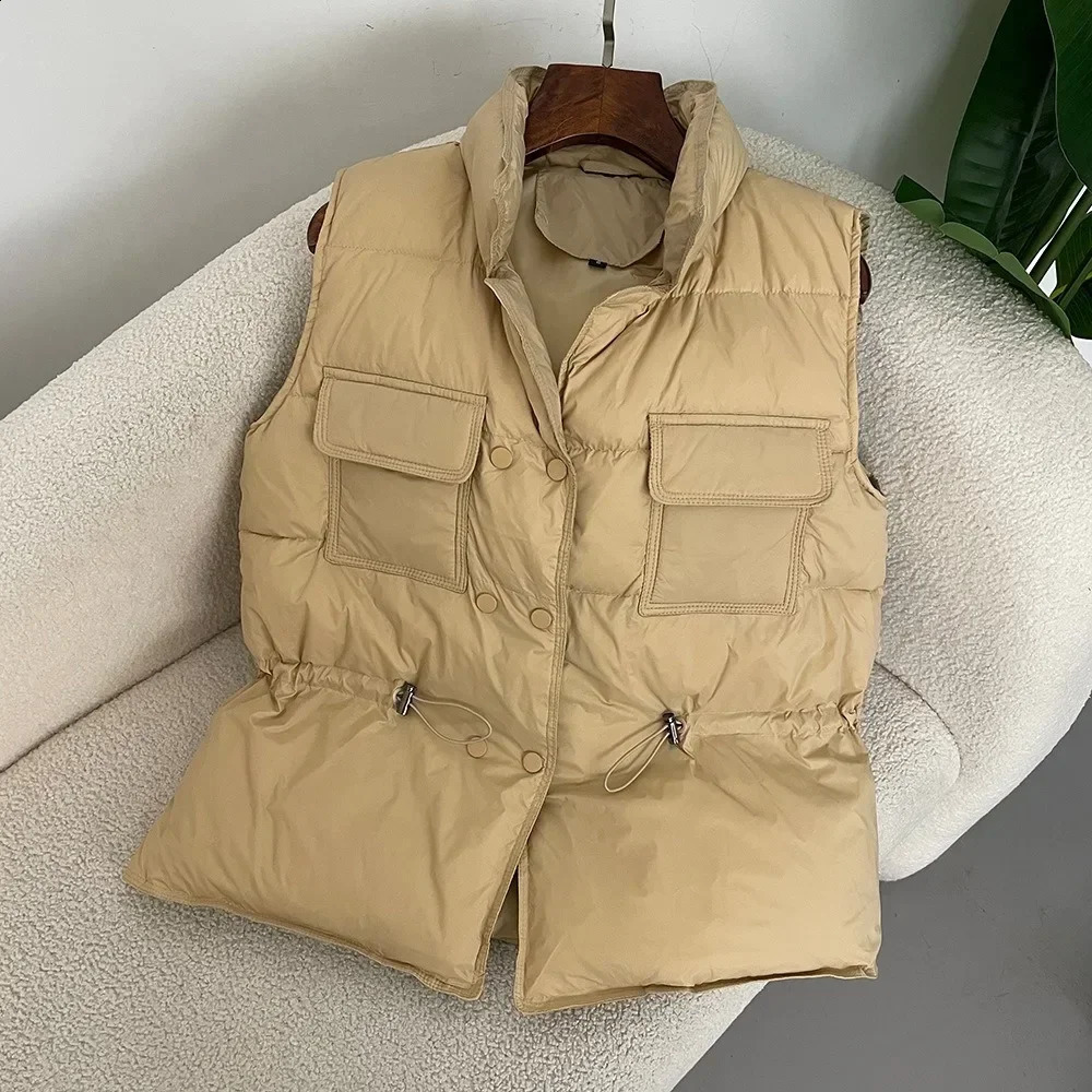 Womens Short Vest Warm Waist Coat White Duck Down Jacket Sleeveless Fashion 240823