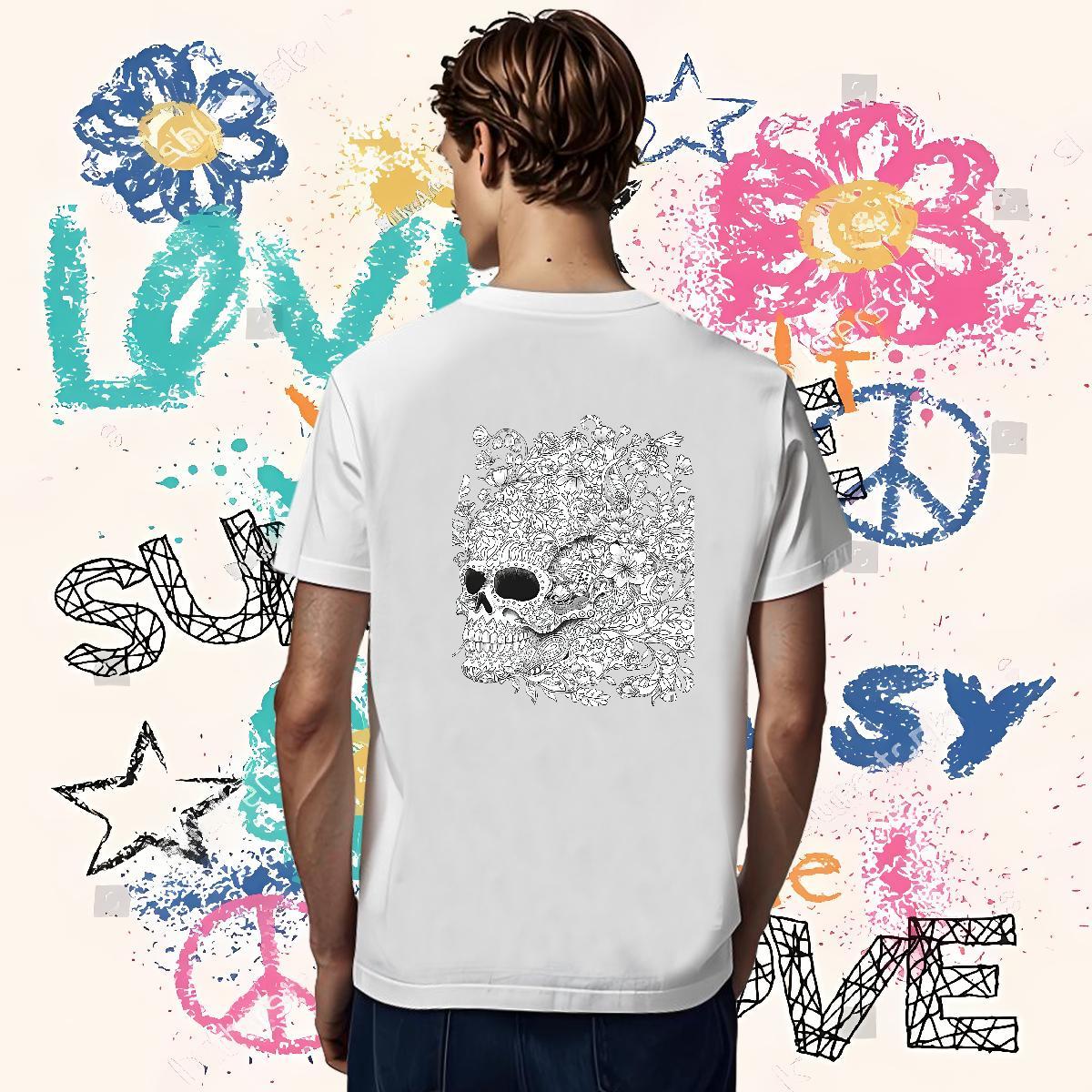 Soft Man T Shirts 100% Cotton 230g skull Street Wear Graphic O-Neck Short Sleeve Men Tshirts 2024 Designer Tops Tees