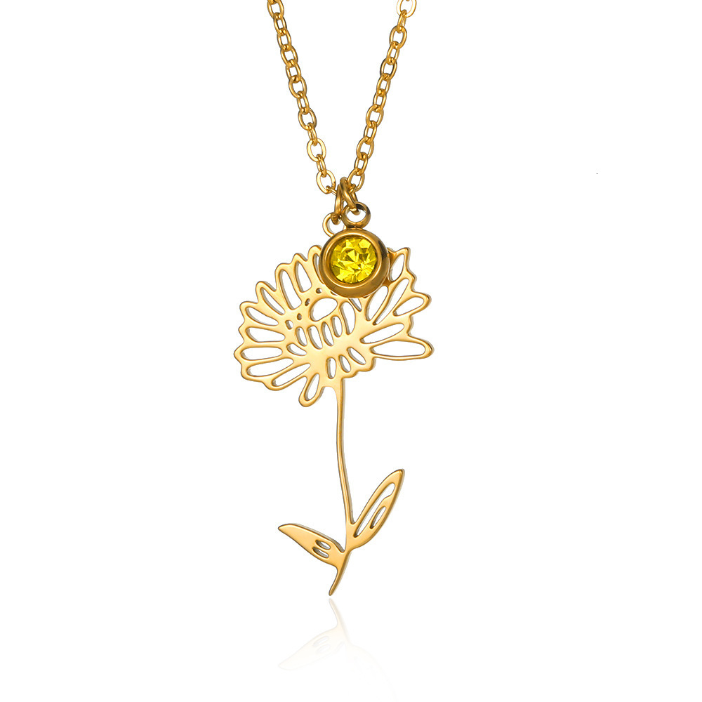 Minimalist New December Wer Gold Plated Stainless Steel Necklace Birthstone Gift Rose Month Pendant F08.24-5.7 6c386