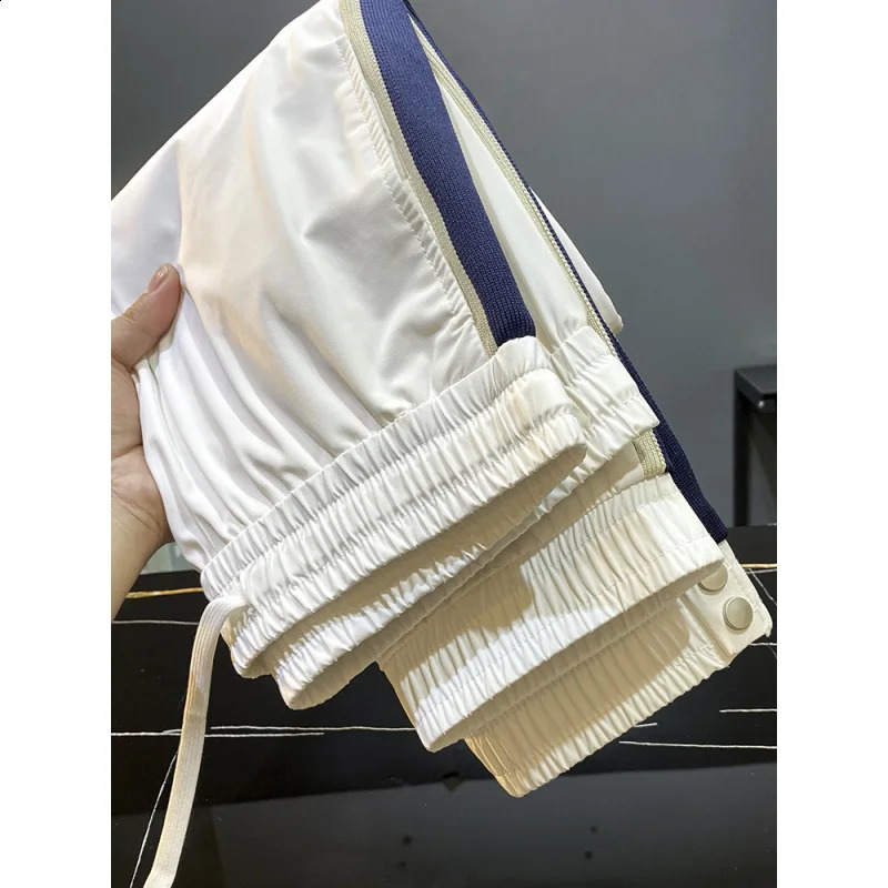 White silk thin casual pants mens summer slim fit fast drying sports transparent loose tapered cut 240823