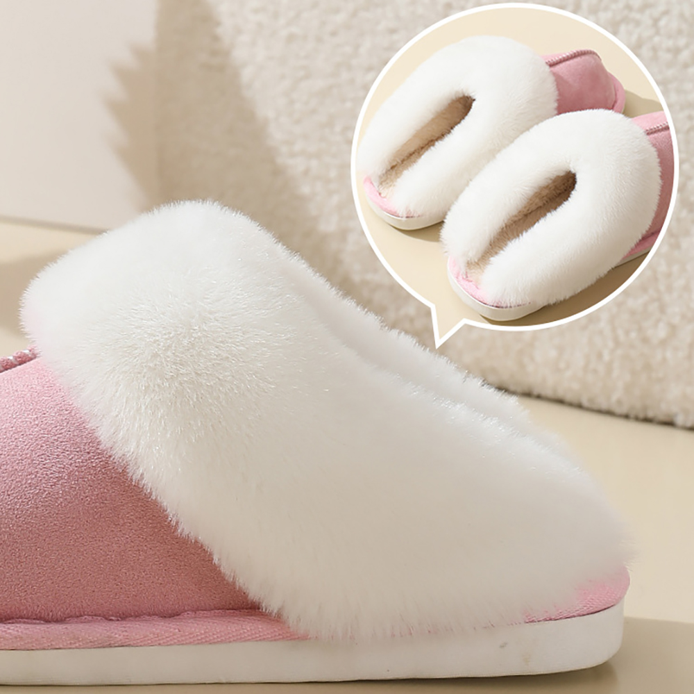 Fashion Popular slippers women suede fur cotton slides half-slip men indoor thick-soled non-slip warm sandals winter outdoor Comfort shoes