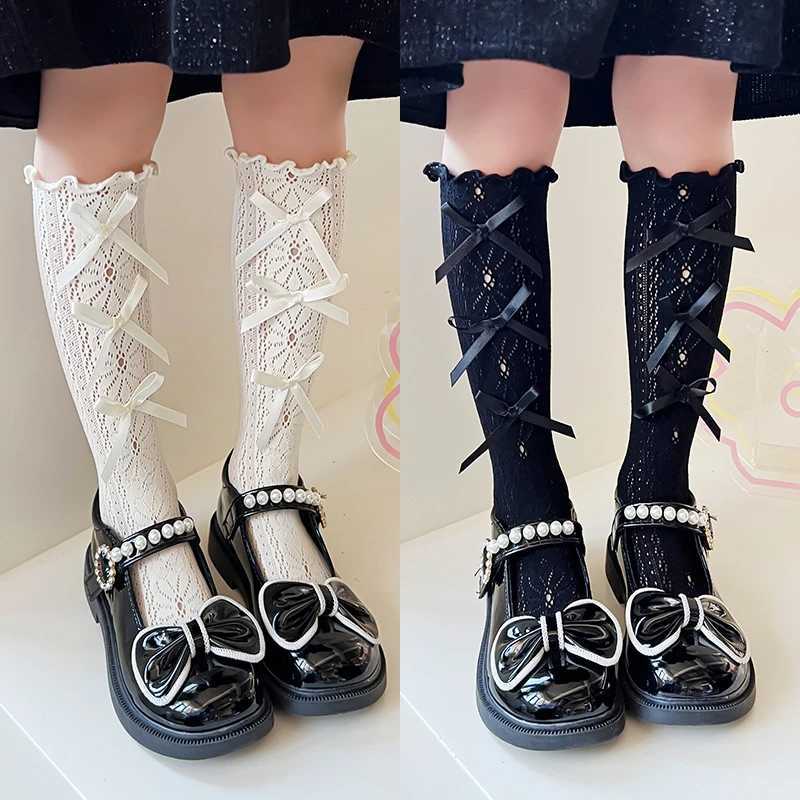 Baby Thin Lolita JK Socks Lace Bowknot Stockings Girls Long Socks School Uniform Princess Calf Socks Kids Knee High Stocking CL240824