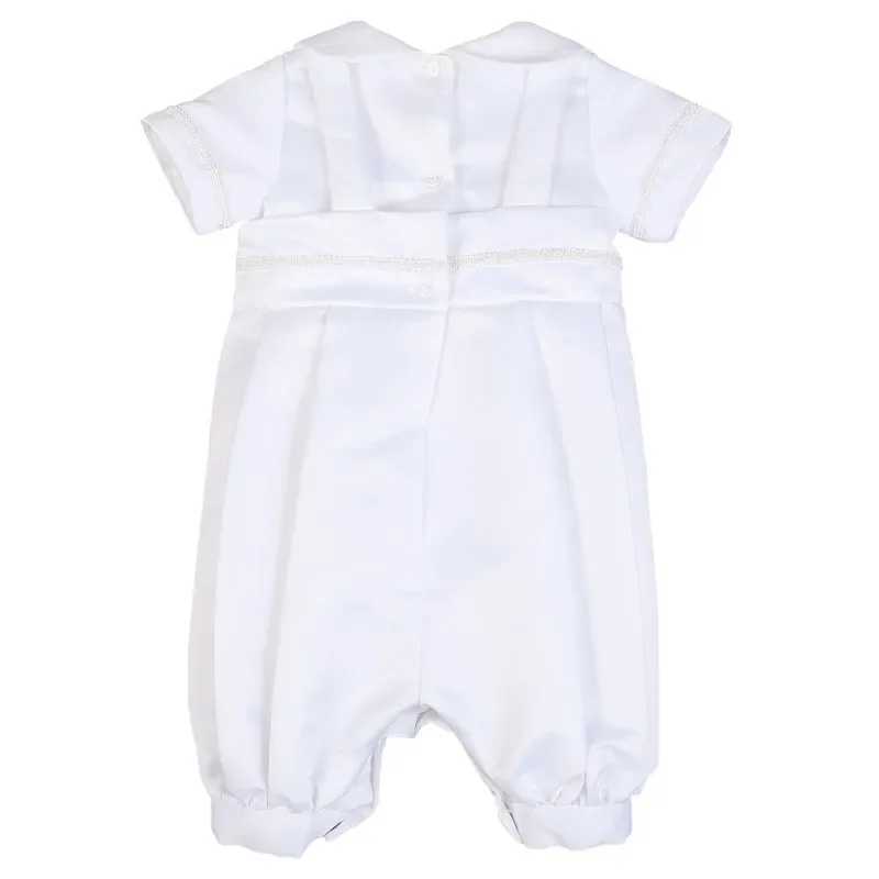 White baby mens suit Baptist clothing summer solid color full sleeve bow lace Christmas dress newborn gentlemans birthday W240823