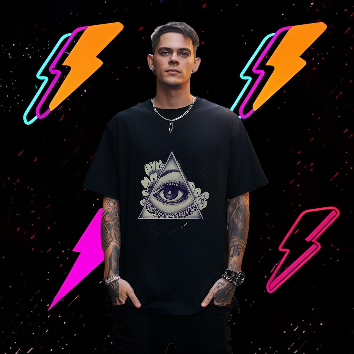 Loose Fit T-Shirts 100% Cotton 230g eye of the devil Street DIY Short Sleeve O-Neck Tshirts Brand Polos