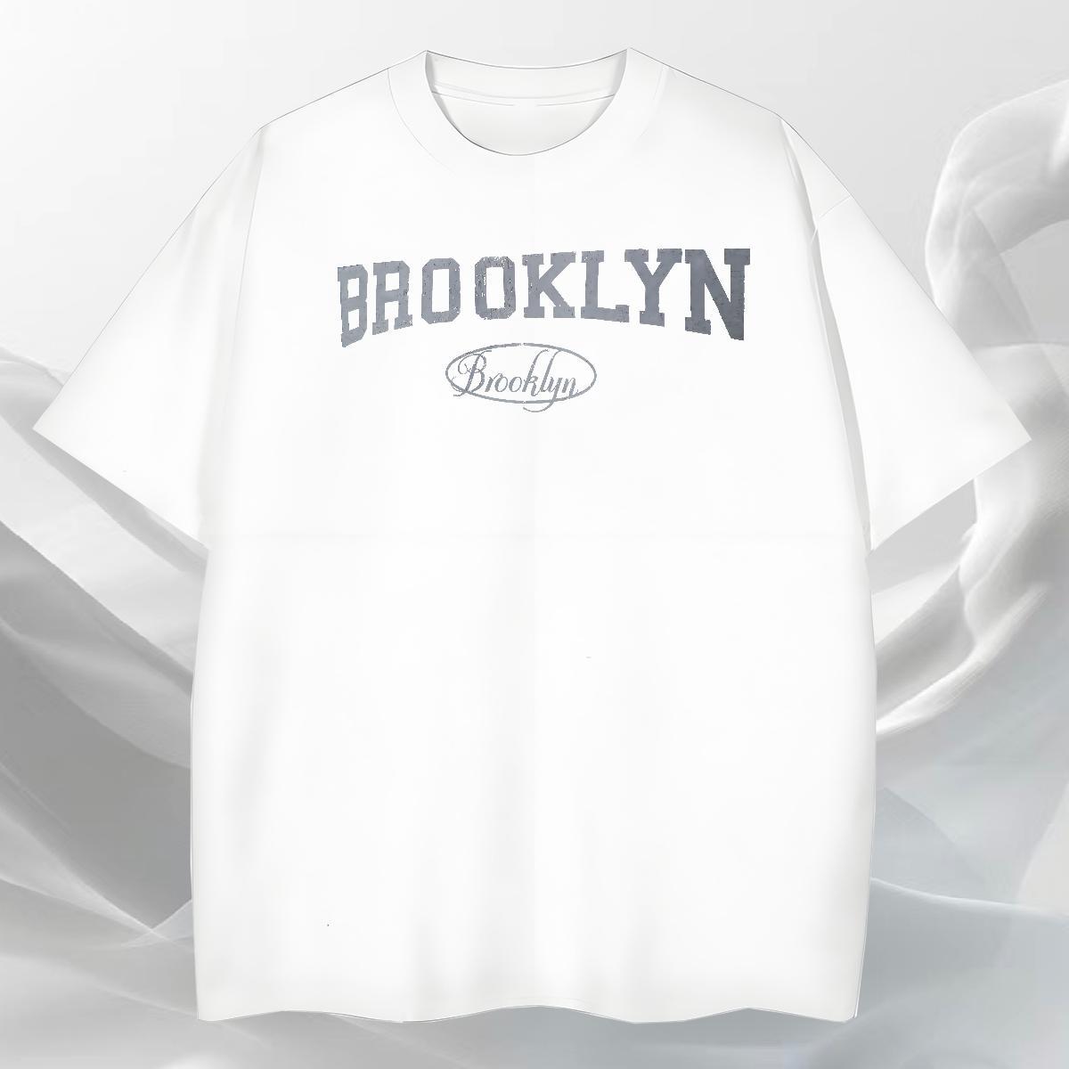 Cool Design T-Shirts for Men 230g 100% Cotton Brooklyn Hip Hop Skull O-Neck Short Sleeve Tshirt for Man Woman Factory Direct Wear