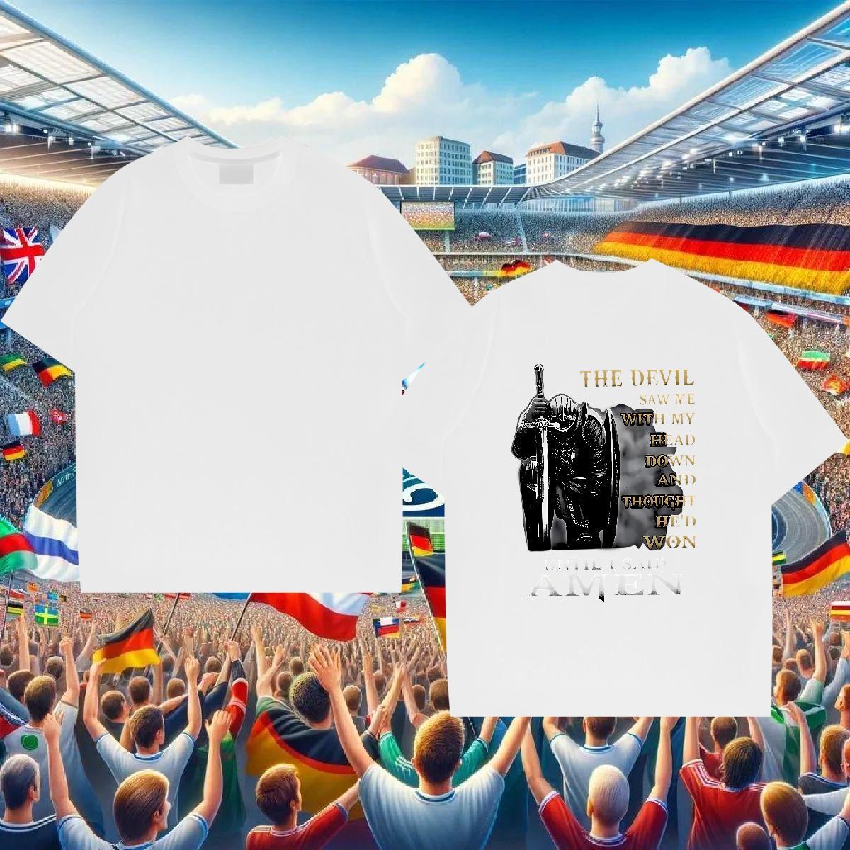 Unisex Men T Shirts 100% Cotton 230g letter Daily Wear Cartoon Print Short Sleeve O-Neck Tshirt for Man Woman DIY Customized Tops