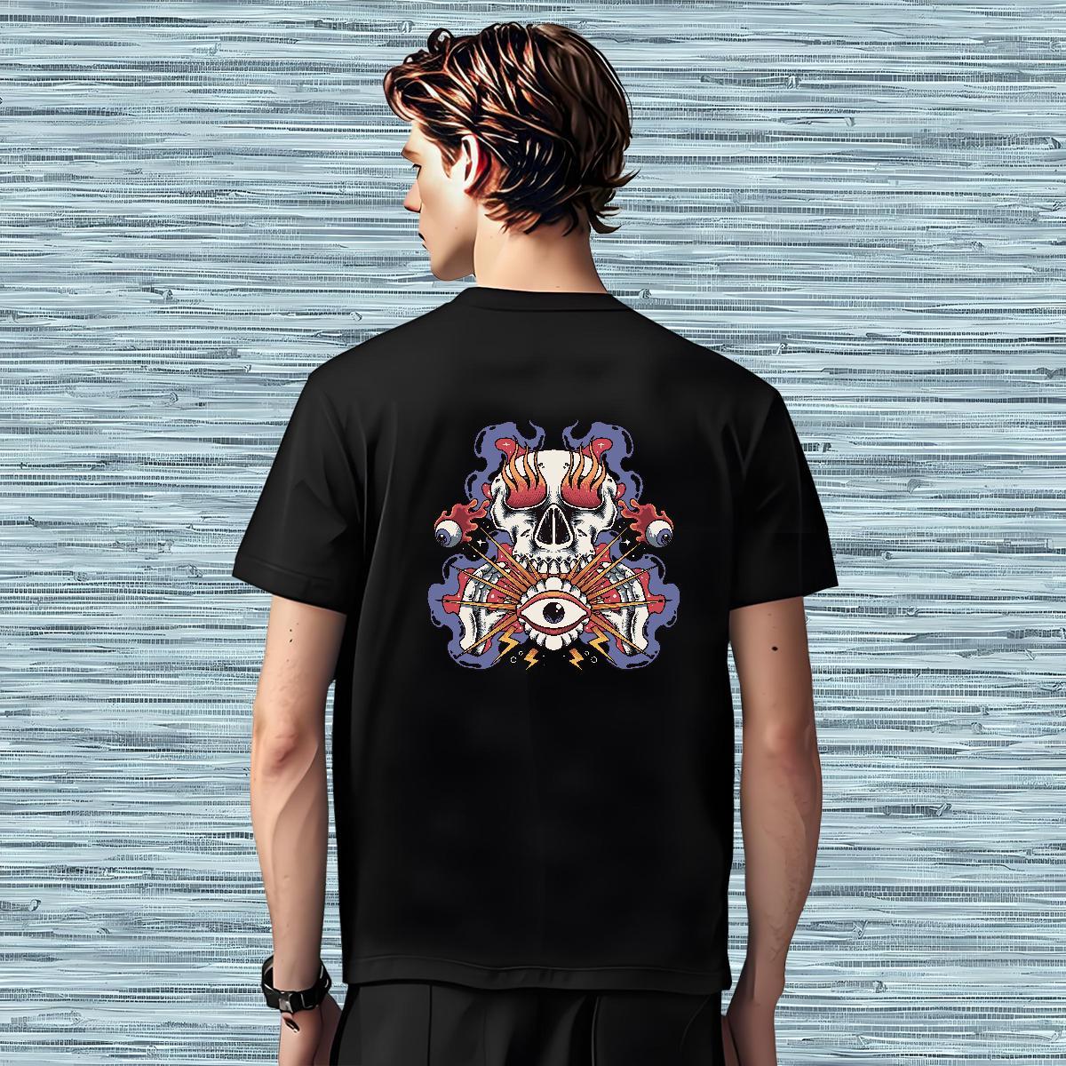 Popular T Shirt For Man 230g 100% Cotton skull Casual Beach White Plus Size Breathable Crew Neck Mens Tshirts New Arrival Polos
