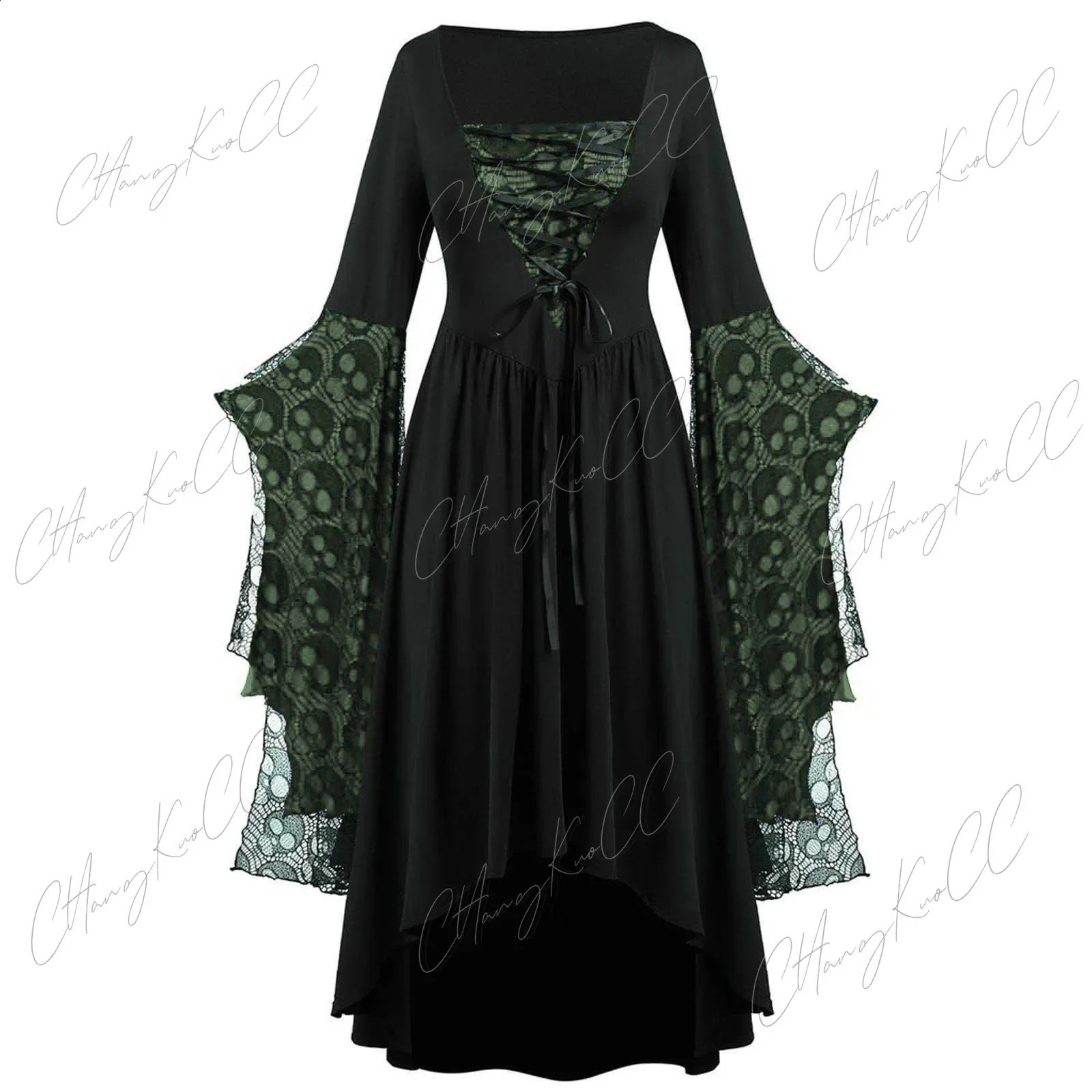 Retro Halloween cosplay costume witch Gothic dress ghost party print medieval bride womens clothing w240824