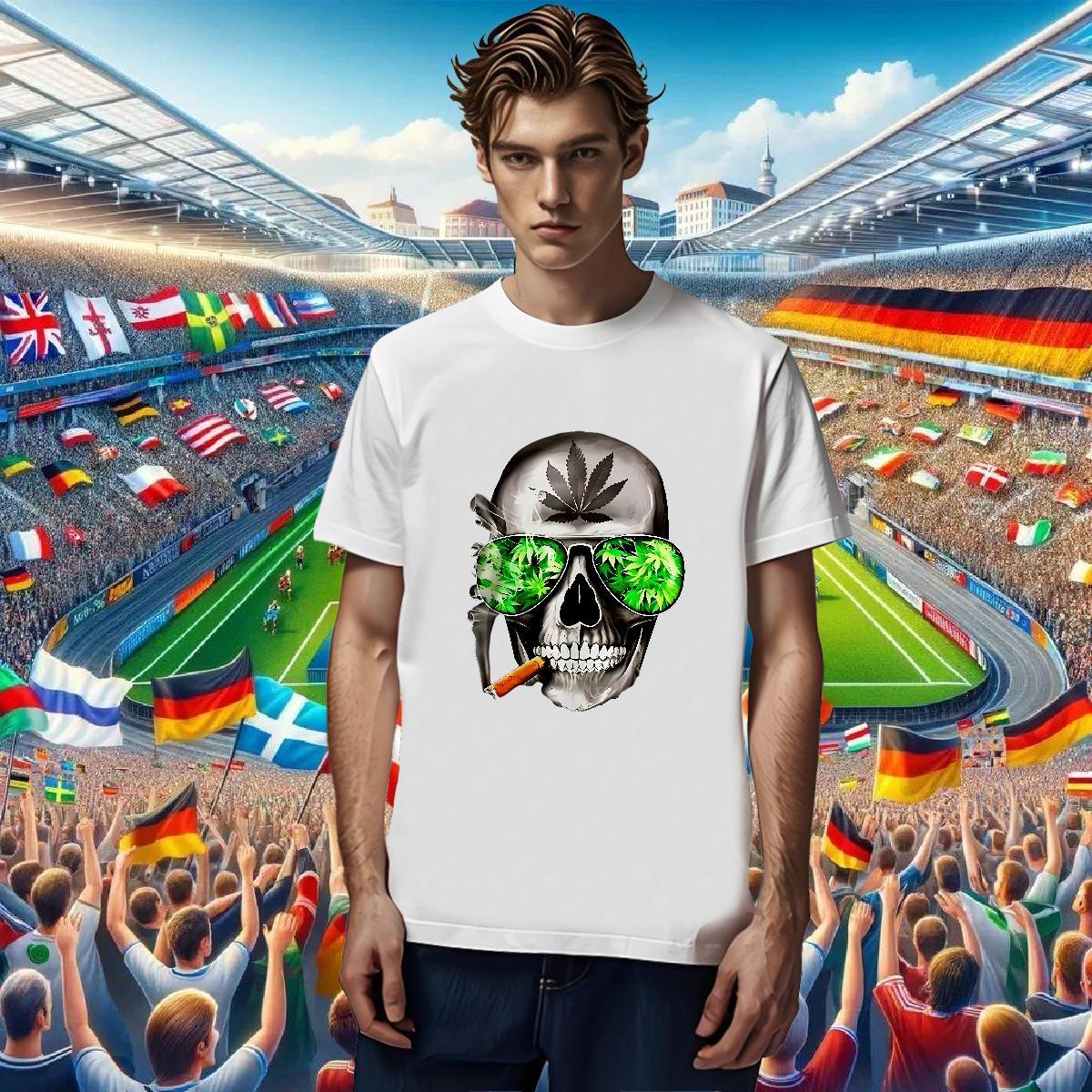 Brand T Shirts Men 100% Cotton 230g skull High Street Hip Hop Floral Print Breathable Short Sleeve Couples T Shirts Classic Tops